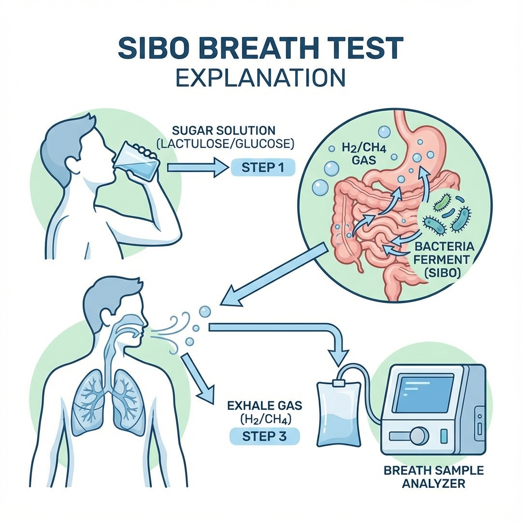 SIBO Breath Test Mechanism Diagram
